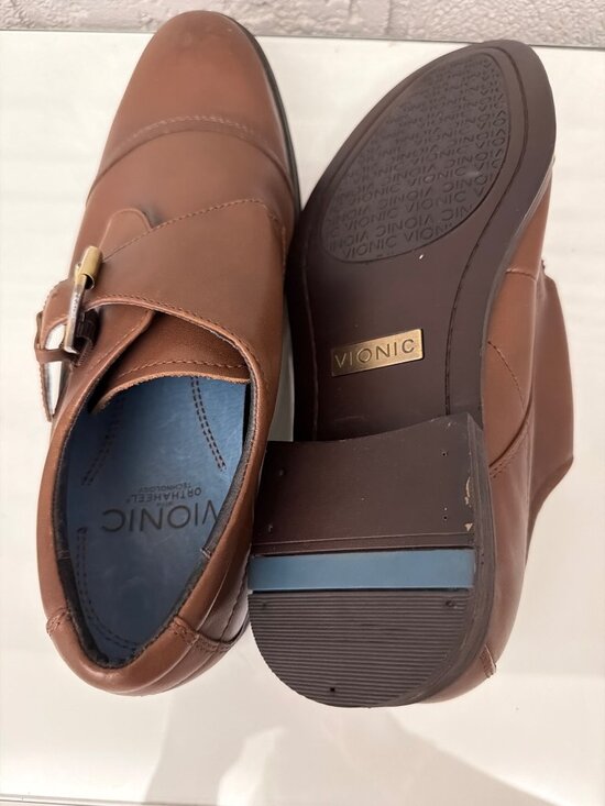 Vionic with Orthaheel Technology Men’s Brown Leather Monk Strap Shoe Size 8.5W main image 6